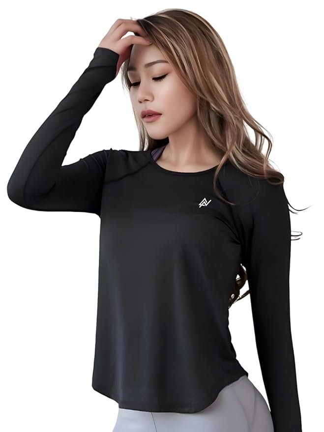 Stretchable Full Sleeves Gym Wear Tshirt for Women