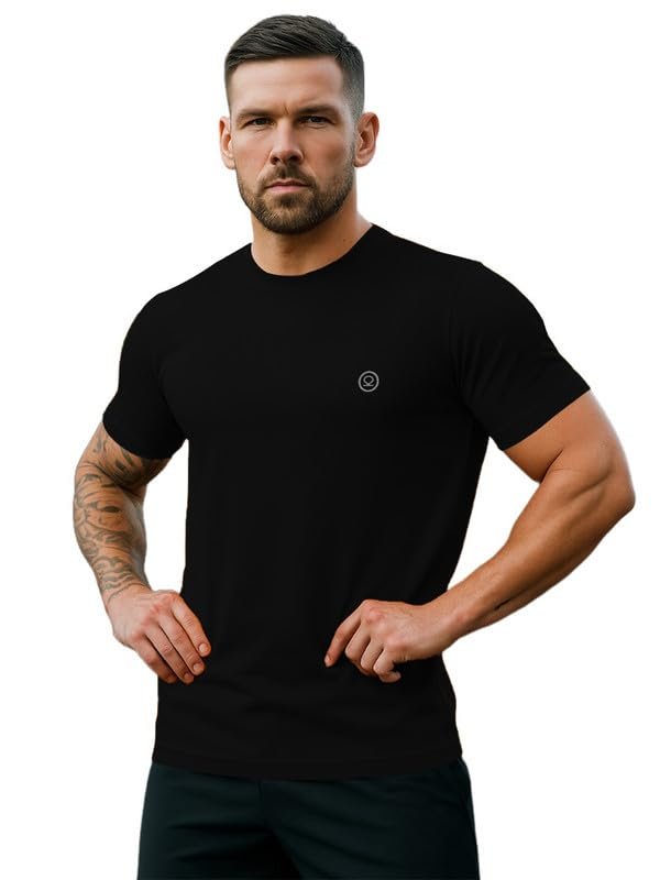 Men Polyester Solid Quick Dry Half Sleeve Regular Fit T-shirt