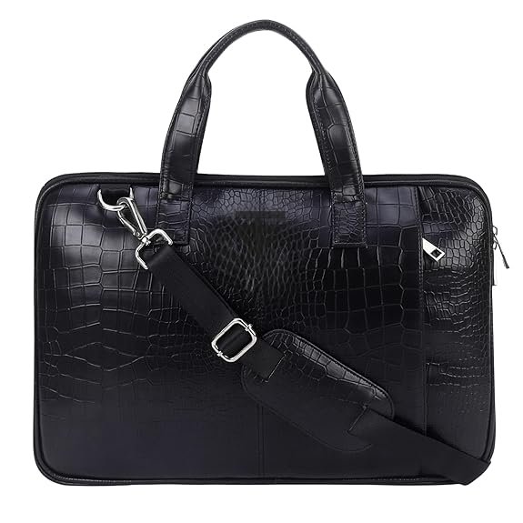 Vegan Leather (PU) Laptop Messenger Bag | Fits up to 15.6-inch Laptop | Slim Office & Travel Shoulder Bag