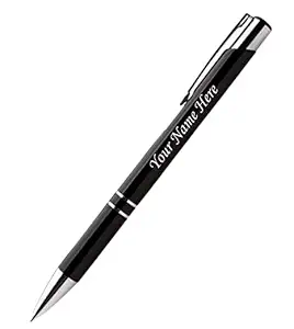 Personalised Ballpoint Pen, Custom Engraved Metal Pen with Blue Ink