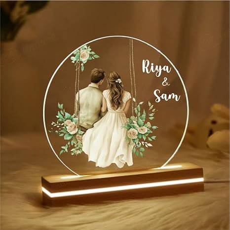 Personalized Couple Acrylic LED Lamp | Customized Name & Date Night Light