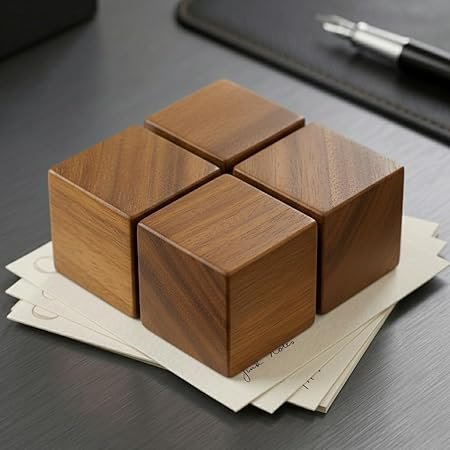 Wooden Paperweight, Handmade Solid Wood, Natural Grain Texture
